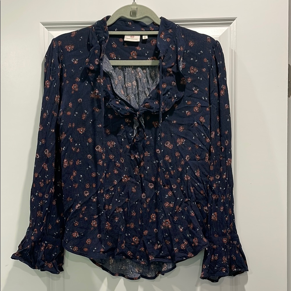 Ag Adriano Goldschmied Dark Blue Floral Blouse